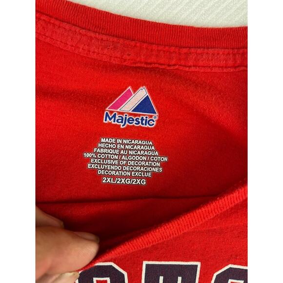 Boston Red Sox Majestic T-Shirt 2XL Red MLB Baseball Team Logo Cotton - Picture 4 of 8